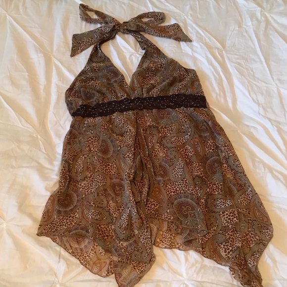 Dess Tops - Brown Paisley Halter Top